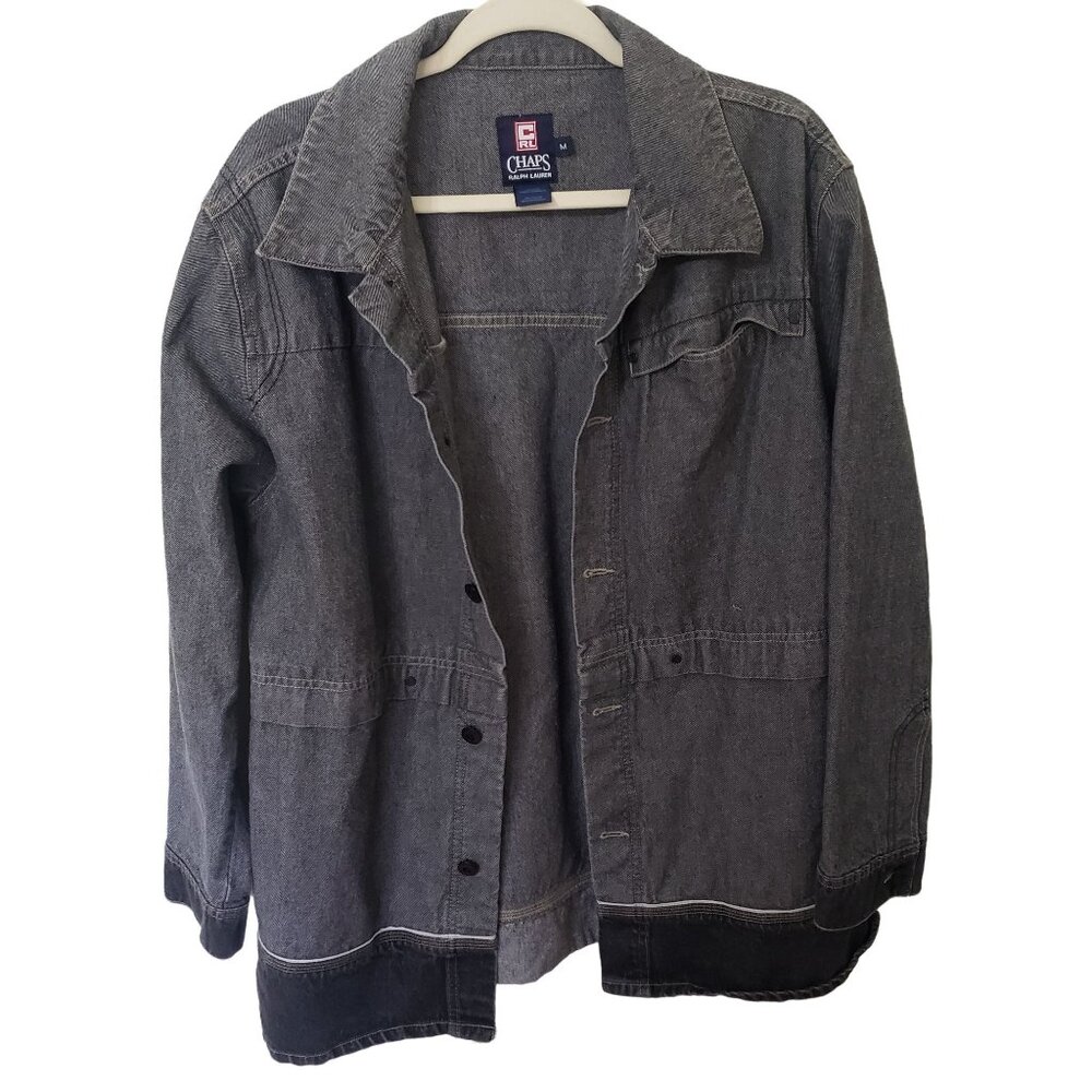 Chaps Ralph Lauren Denim Jacket Mens Medium Black Cotton Coat Style 19153